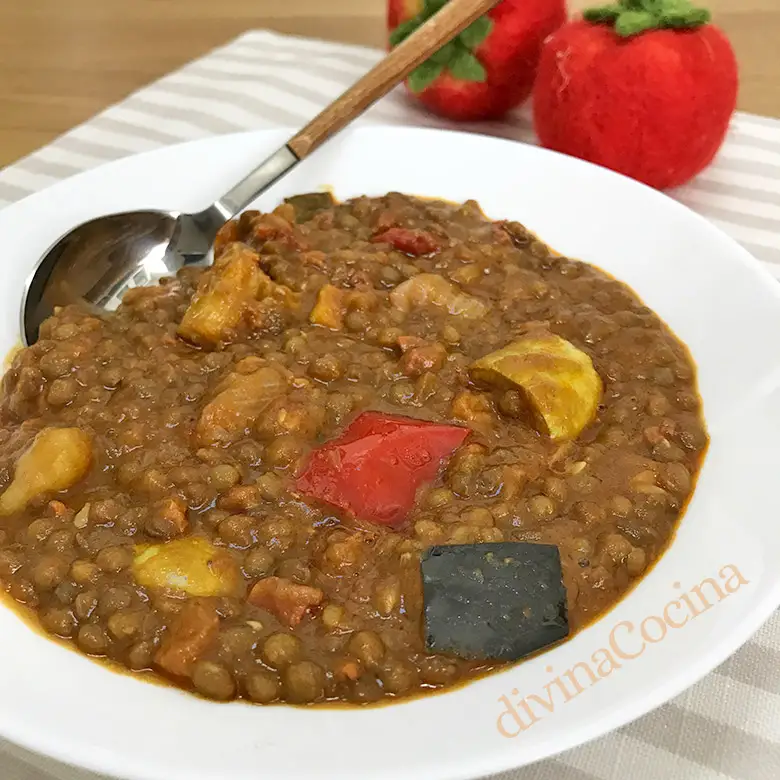 Lentejas con sofrito de verduras