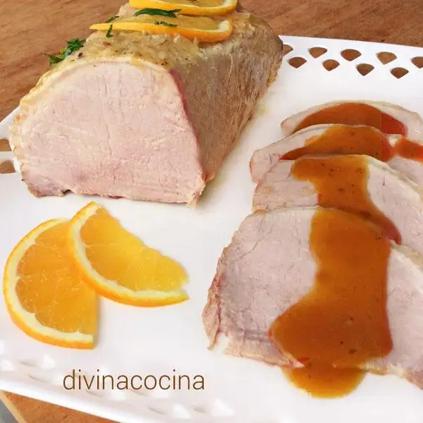 Lomo guisado con refresco de naranja