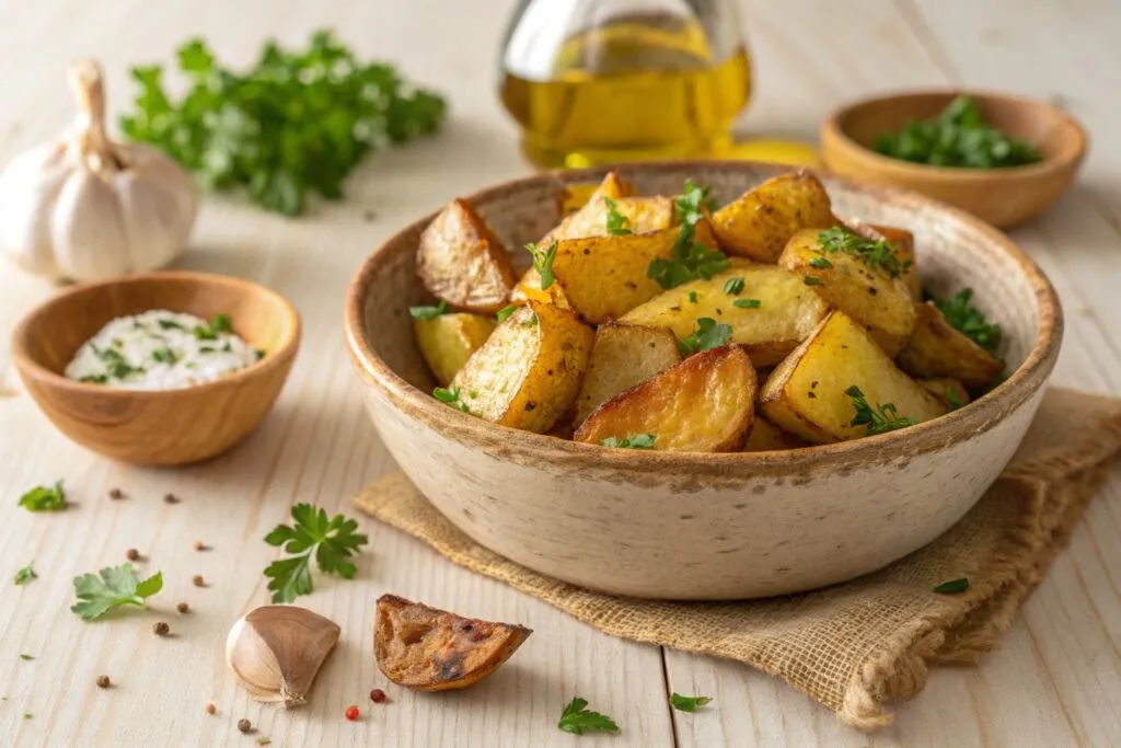 Patatas fritas con ajo en freidora de aire