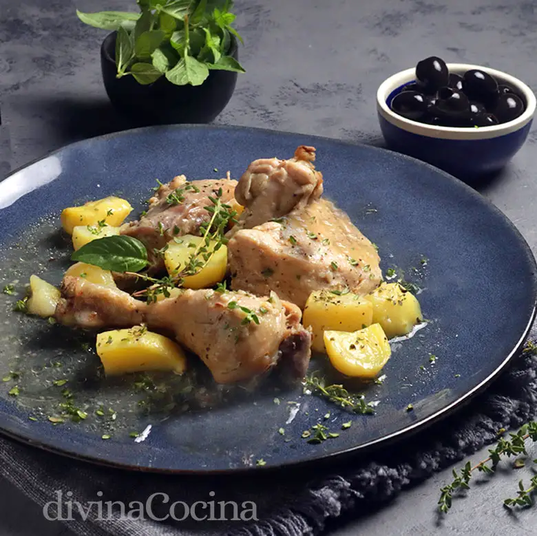 Pollo guisado en microondas