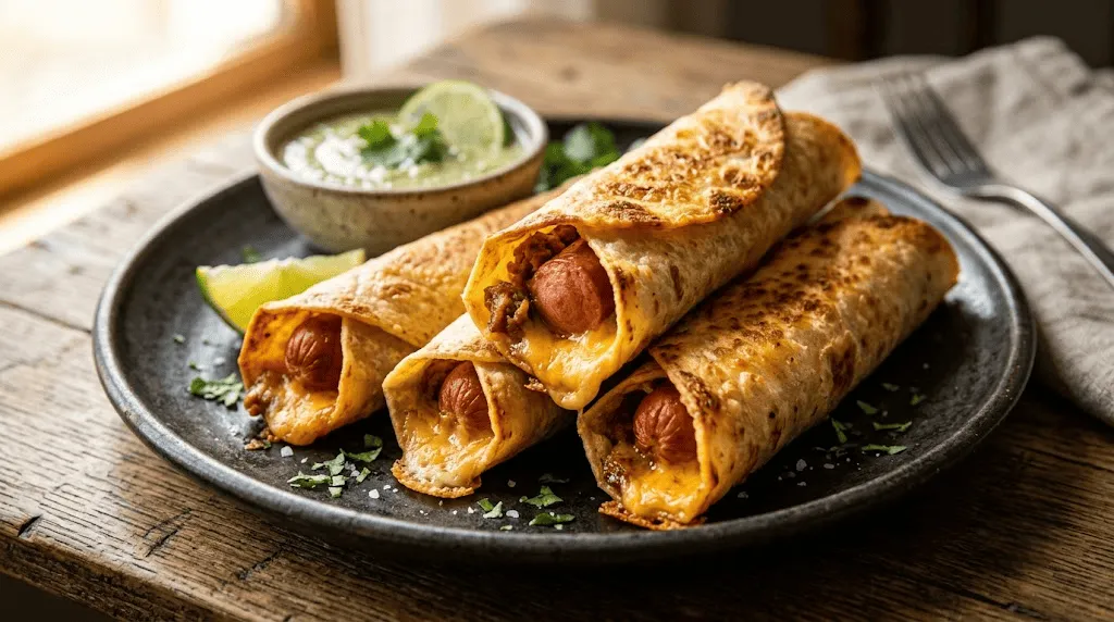 Taquitos de hot dog con queso en airfryer